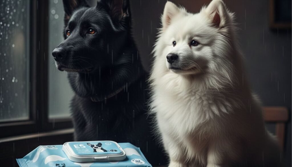 Portable dog pet wipes pack for travel and outdoor activities.