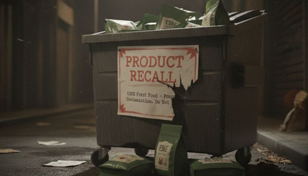 Pet owner using mobile phone to check dog food recall update.