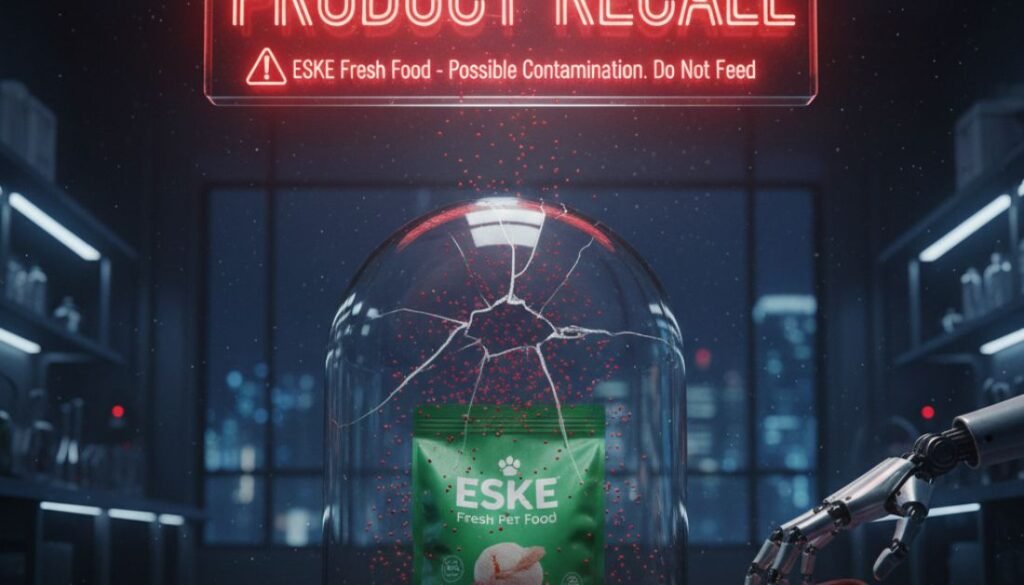 Fresh pet dog food recall notice on product packaging.