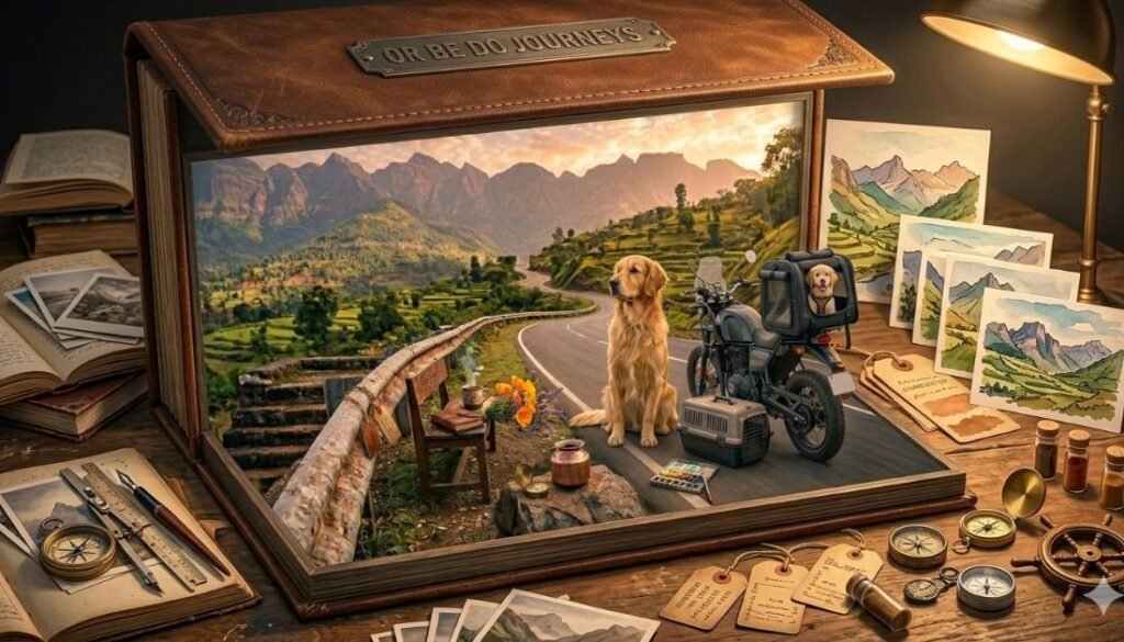 Dog enjoying a ride in a motorcycle pet carrier for dogs.